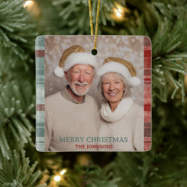 Glad jul familjefotoornament julgransprydnad keramik