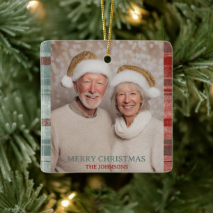 Glad jul familjefotoornament julgransprydnad keramik