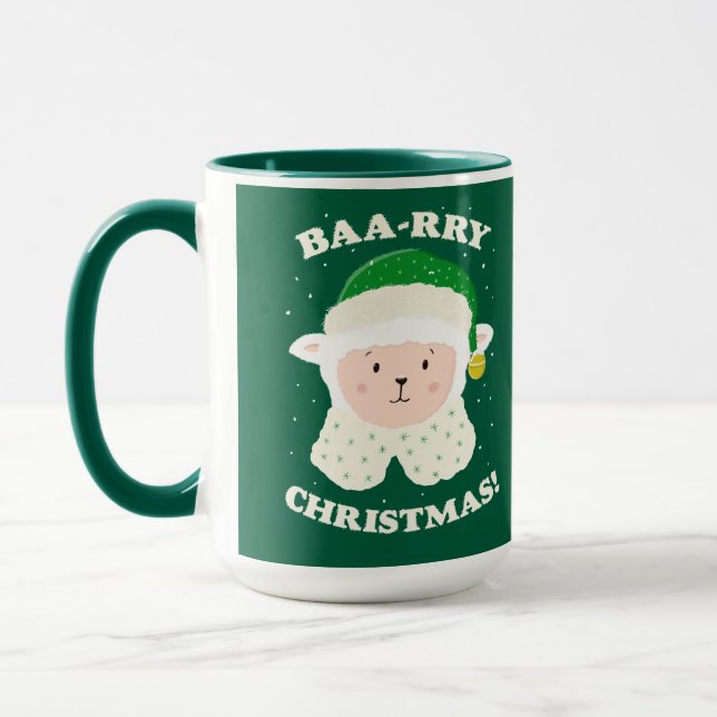 Glad jul får får säger Baa-rry jul! Mugg (Vänster)