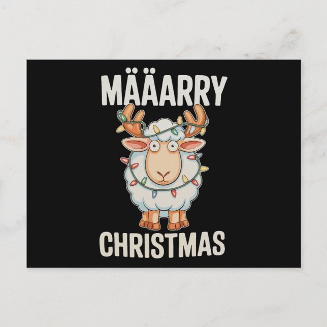Glad jul får renhorn Xmas-ljus Helg Vykort (Framsida)
