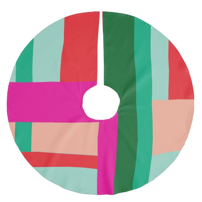 Glad jul Färgblock Julkort Julgransmatta Borstad Polyester (Framsidan)