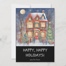 Glad jul färgglad vintershoppsceneri julkort