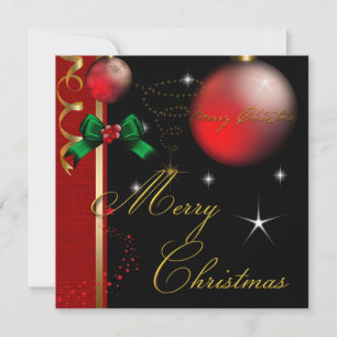Glad jul fest Guld Röd Svart Jul Glitter Inbjudningar