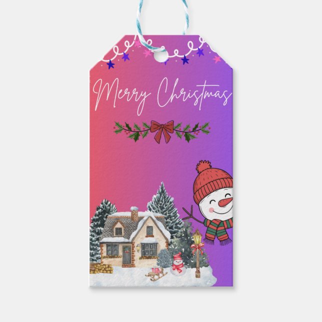 Glad Jul Festiv Märkning Presentetikett (Framsidan)