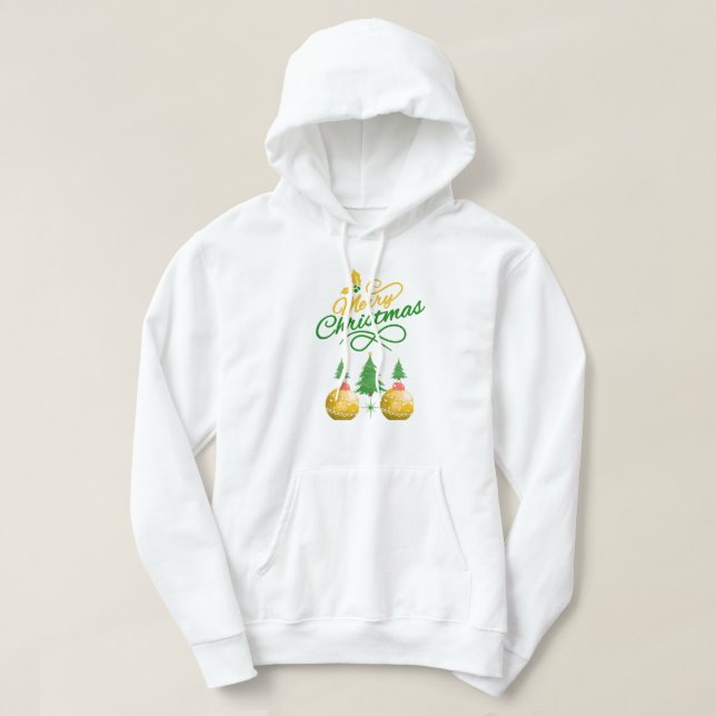 Glad jul Festiv Träd & Ornament Design Hoodie (Design framsida)