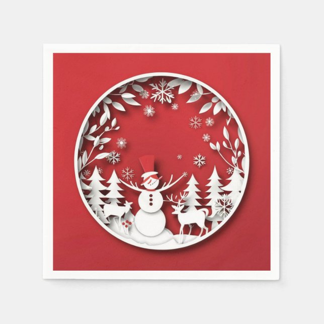 Glad jul Festlig Högtidlig Julfirande Design Pappersservett (Framsidan)
