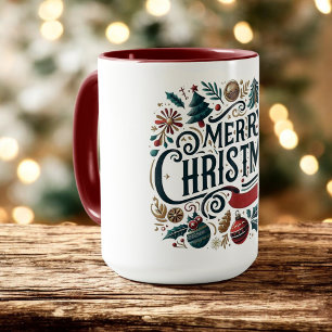 Glad jul Festlig Prydnad Familj Mugg