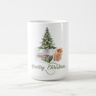 glad jul festlig söt modern träd rustik kaffemugg
