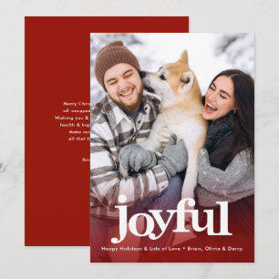 Glad Jul Fet Typografi Minimal Röd Julkort