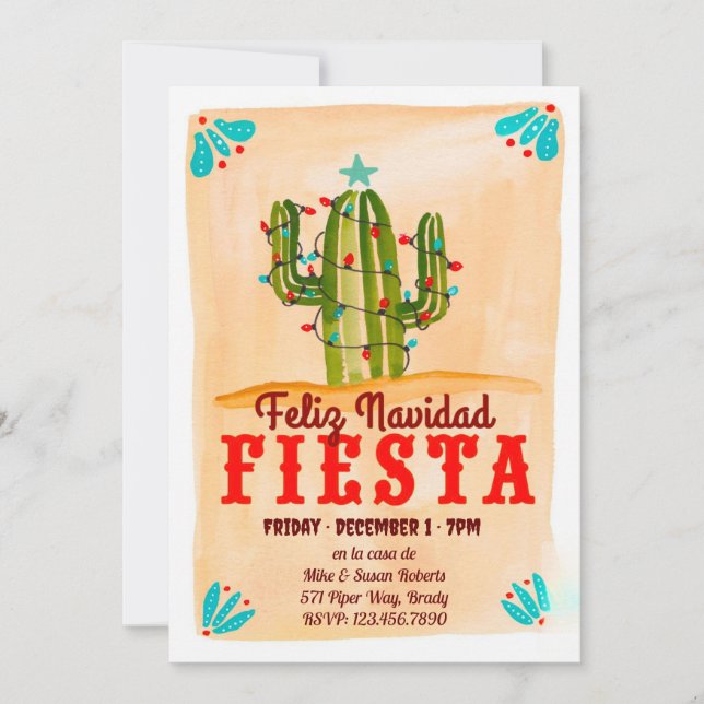 Glad jul Fiesta Cactus på skrivtavla Inbjudan (Framsida)