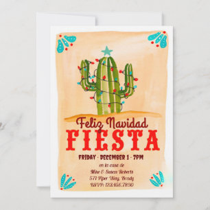 Glad jul Fiesta Cactus på skrivtavla Inbjudan