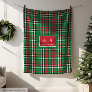 Glad jul filt Festiv röd grön Tartan