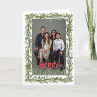 Glad jul firande grönska familj foto kort
