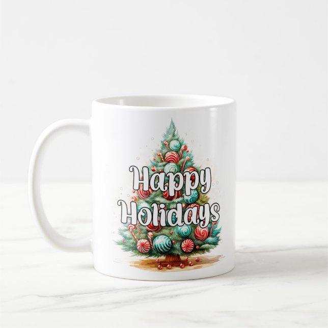 Glad jul firande julgran kaffemugg (Vänster)
