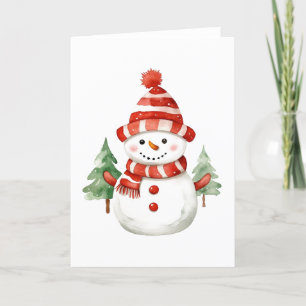 Glad jul firande Snömannen med träd TOM Helgkort