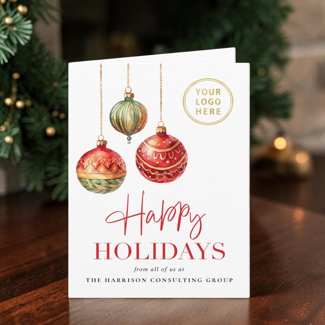 Glad jul firman logotyp QR-kod jul Helgkort (Happy Holidays Business Logo QR Code Christmas Holiday Card
)