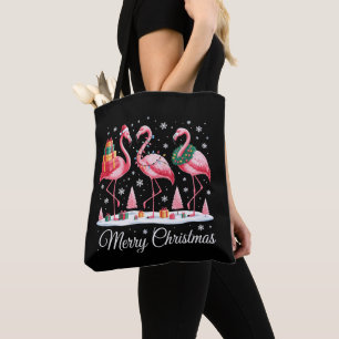 Glad Jul Flamingo Ljus Jul Tomte Hatt Tygkasse
