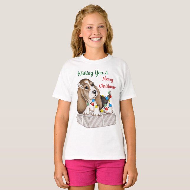 Glad jul flickor t shirt (Hel framsida)