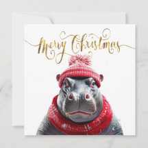Glad jul Flodhäst Santa hatt och halsduk