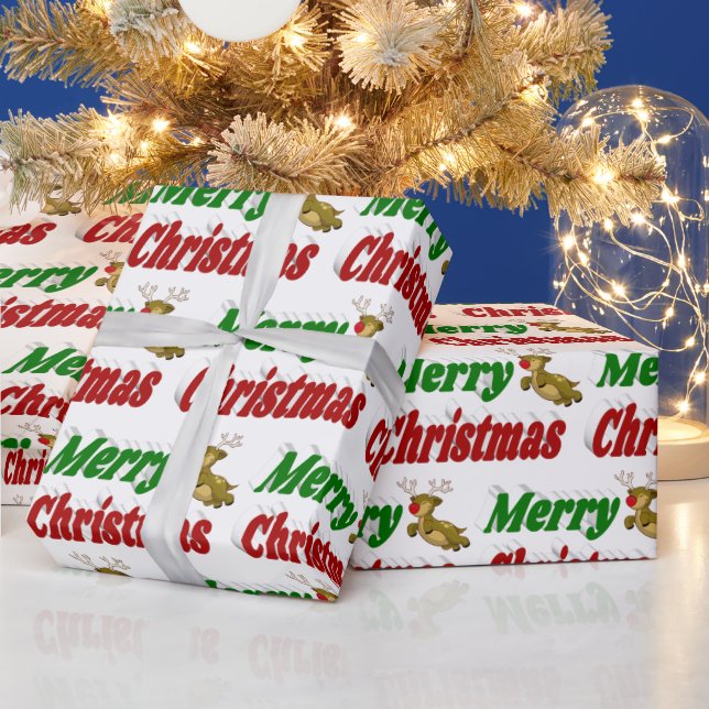 Glad jul flygande renar typografi presentpapper (Helgdagar)