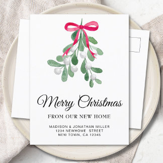 Glad jul flyttar hem till nytt hus underrättelse meddelande vykort