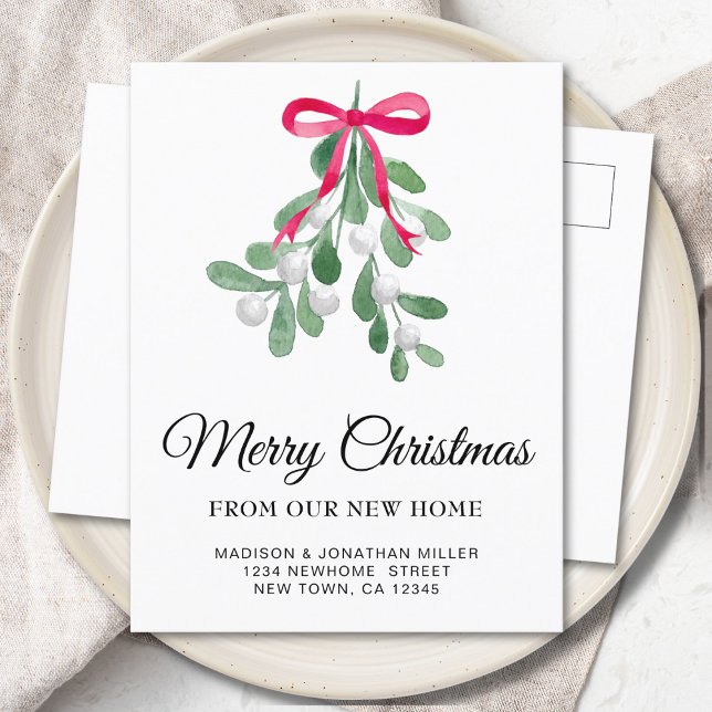 Glad jul flyttar hem till nytt hus underrättelse meddelande vykort (Skapare uppladdad)