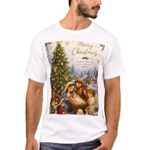 Glad jul Födelse Träd T-Shirt
