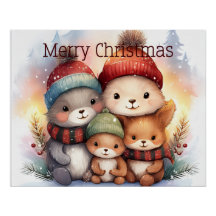 Glad jul för familjen skogsdjur