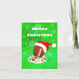 Glad jul fotboll med tomtehatt och snacks helgkort