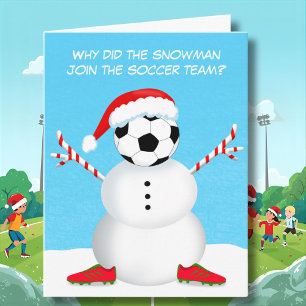 Glad jul fotboll snöman skämt kort