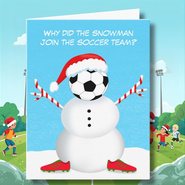 Glad jul fotboll snöman skämt kort (Skapare uppladdad)