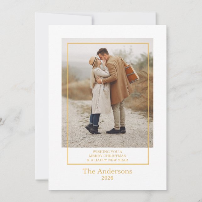 Glad jul Foto Collage Guld Julkort Inbjudningar (Framsida)