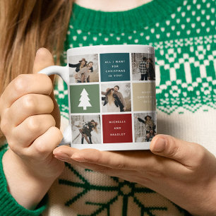 Glad jul Foto Grid Par Kaffemugg