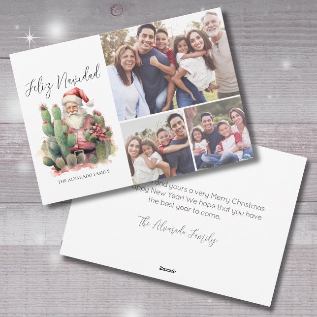 Glad Jul Foto Jul Julkort (Feliz Navidad Cactus Photo Christmas Holiday Card )