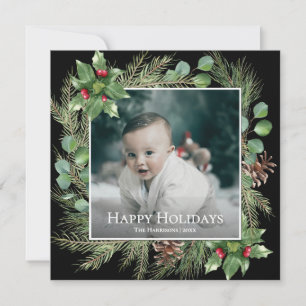 Glad Jul Foto Krans Fyrkantigt Julkort