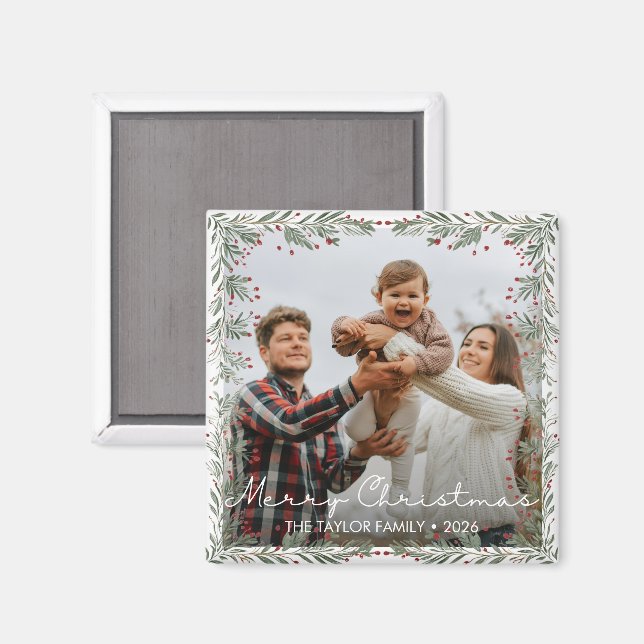 Glad jul Foto Magnet (Front/Back)