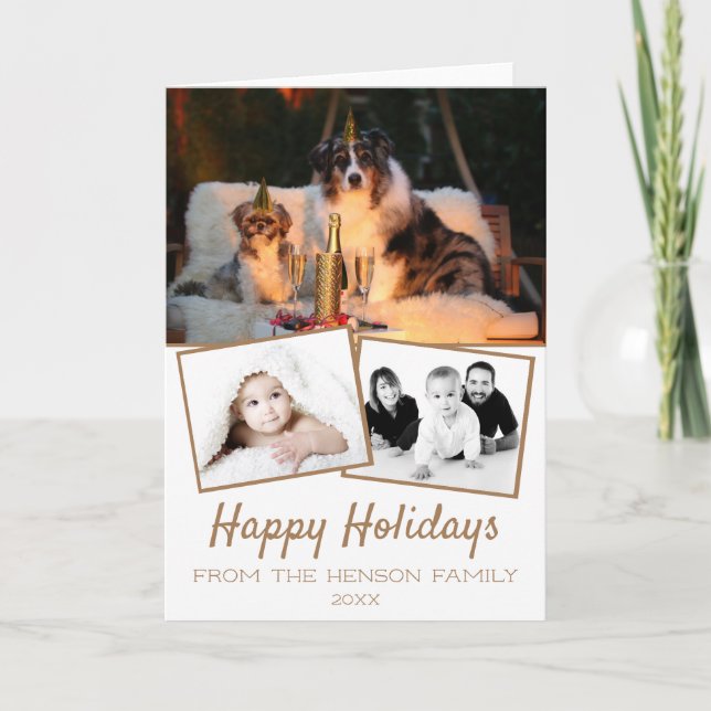 Glad jul fotokollage 3 foto helgkort (Framsida)