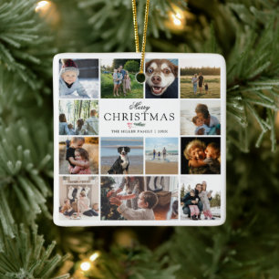 Glad jul fotokollage julgransprydnad keramik