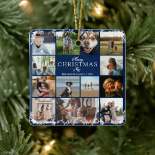 Glad jul fotokollage keramikprydnad julgransprydnad keramik