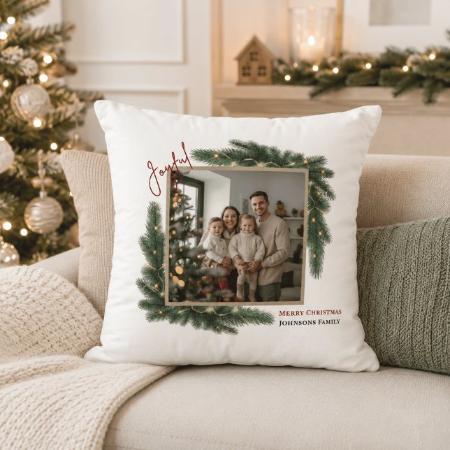 Glad jul fotoram familjekastkudde kudde (Skapare uppladdad)