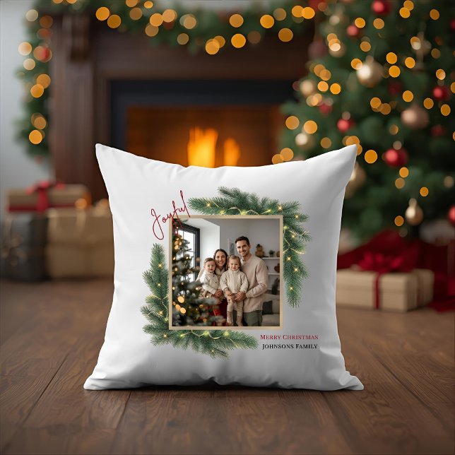 Glad jul fotoram familjekastkudde kudde (Skapare uppladdad)