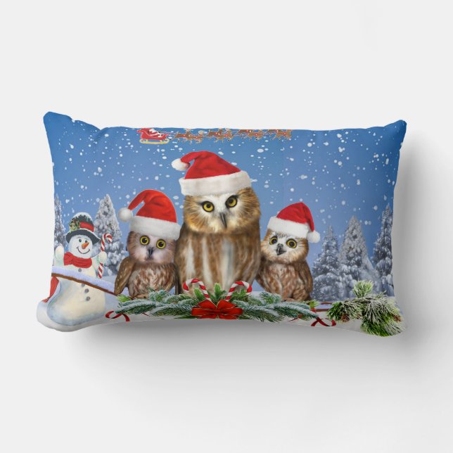 GLAD JUL FRÅN UGLA HOS OSS! LUMBARKUDDE (Framsida)