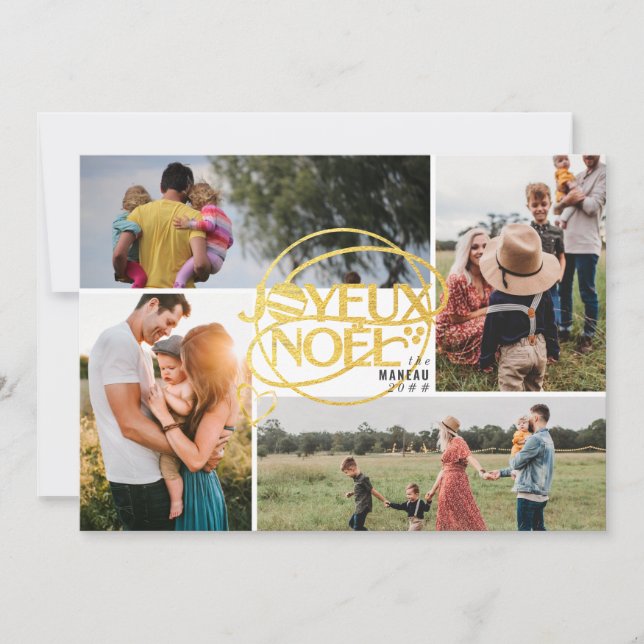 Glad jul fransk jul Fyra Foto Collage Julkort (Framsida)