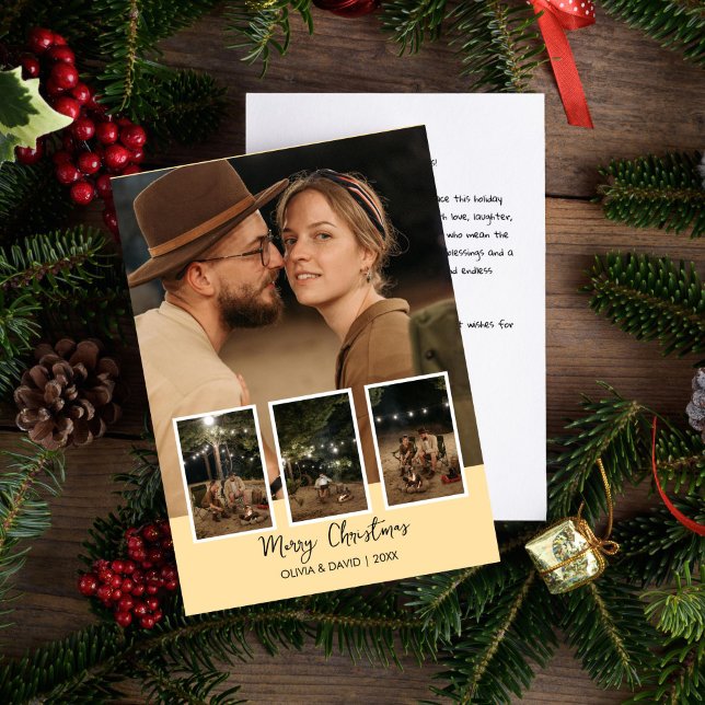 Glad jul fyrfoto julkort (Spread Joy with a Merry Christmas Four-Photo Holiday Postcard)