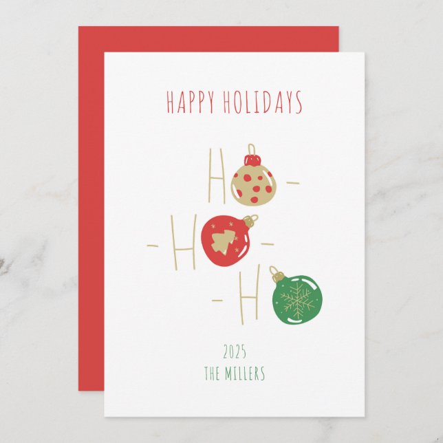 Glad jul glödlampor hälsningskort doodle stil inbjudningar (Fram/baksida)