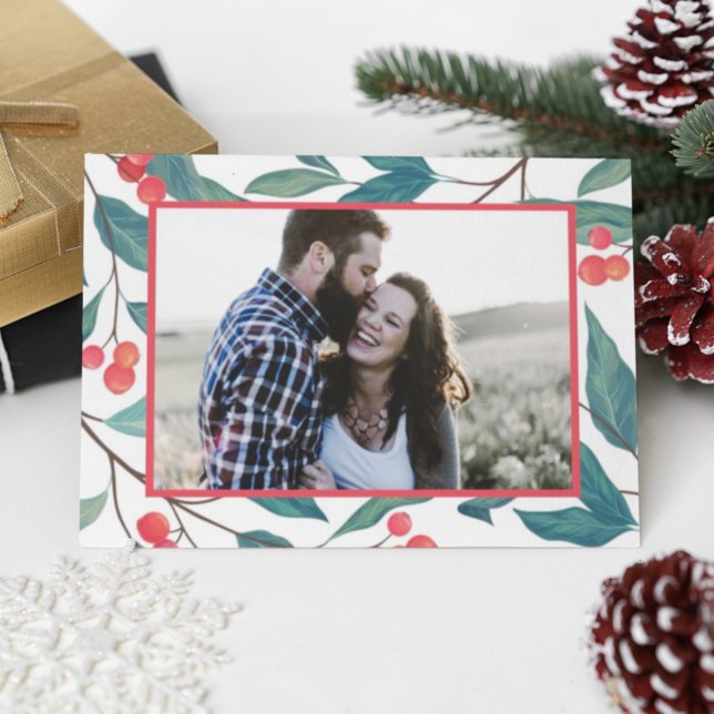 GLAD JUL | God Jul Vattenfärg Järnek Vykort (Skapare uppladdad)