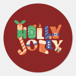 Glad Jul Godis Bokstäver Runt Klistermärke