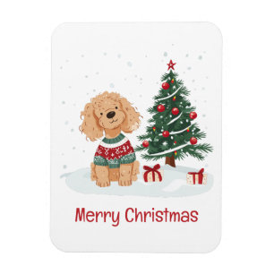 Glad jul Goldendoodle Hund Magnet