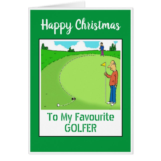 Glad jul golfare hälsningskort (Framsidan)