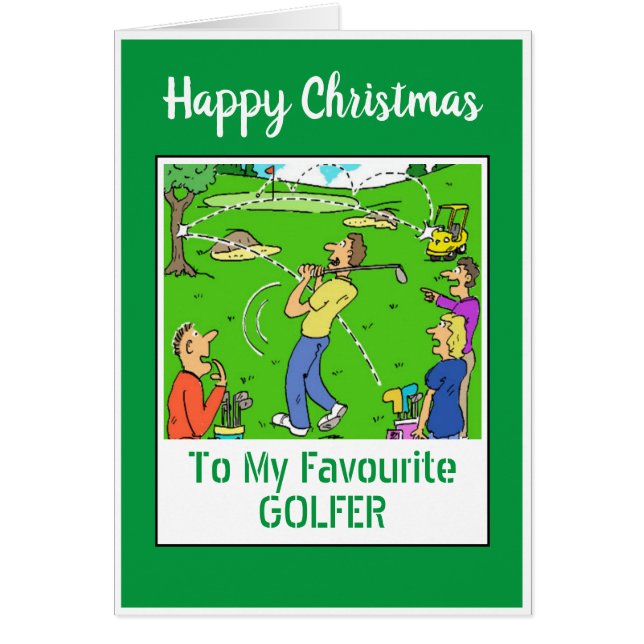 Glad jul golfare hälsningskort (Framsidan)